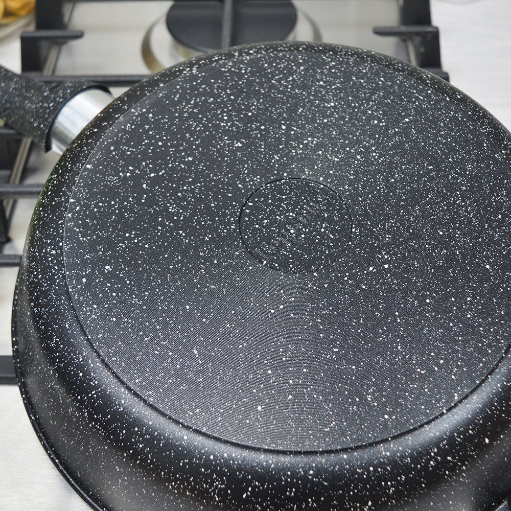 Сковорода 28см высота 7см Гранит с несъемной ручкой и стеклянной крышкой, с2852аг