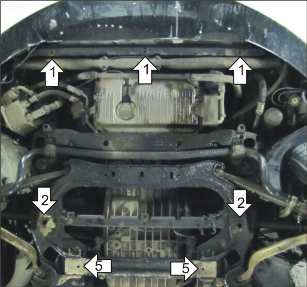 Защита картера Двигателя, КПП. 2 мм, Сталь. для Audi A8 2005-2009 MOTODOR.00134