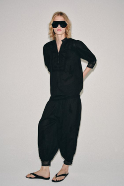 ZARA БРЮКИ-БАЛЛОНЫ С ВЫШИВКОЙ — ZW COLLECTION, ЧЕРНЫЙ