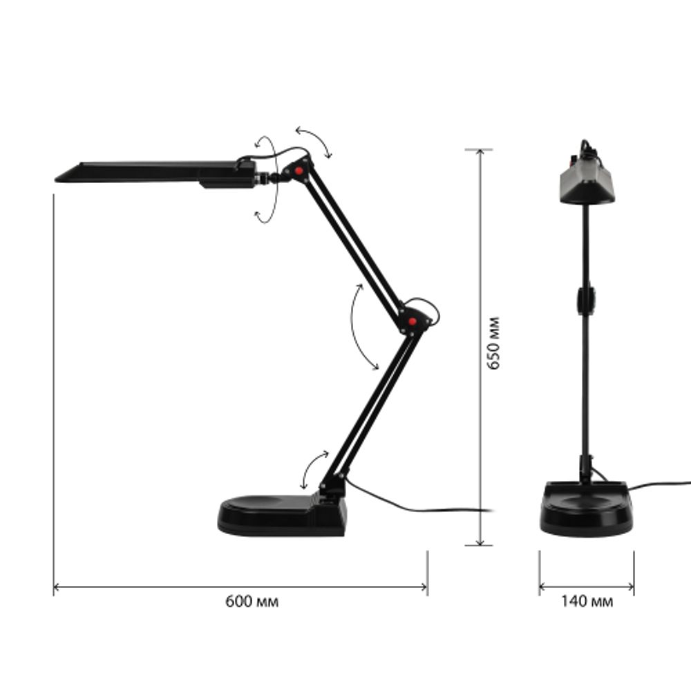 Настольный светильник ЭРА NL-202-G23-11W-BK с лампой PL на струбцине и с основанием черный