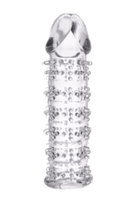 Гелевая прозрачная насадка с шипами - 12 см. (Цвет: прозрачный)