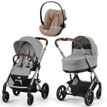 Коляска Cybex Balios S Lux SLV complete Cloud G Almond Beige Plus 3 в 1 Stone Grey с дождевиками