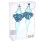 Елочные украшения "Сияние" 6*6*19.5 см (набор 2 шт), Голубой (Серпантин)