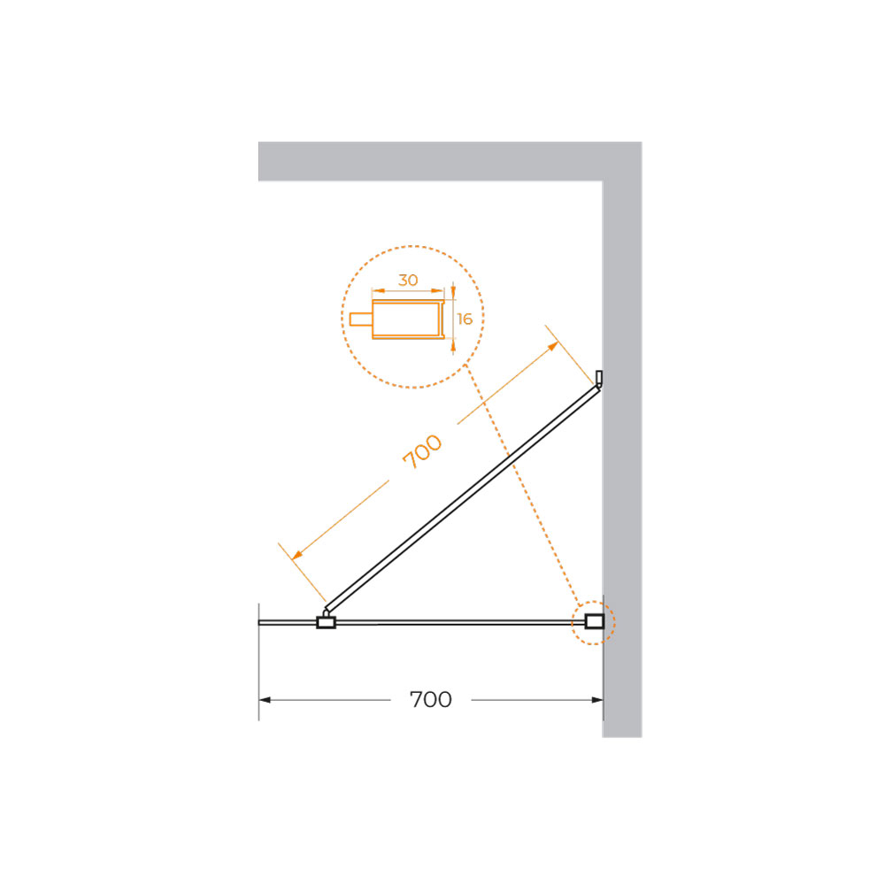 Душевая перегородка Cezares LIBERTA-L-1-TB-70-C-NERO