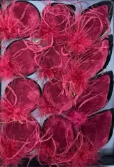 Набор стеклянных украшений Монро 80 мм., 12 шт., бордо с перьями, Christmas DeLuxe (87223)