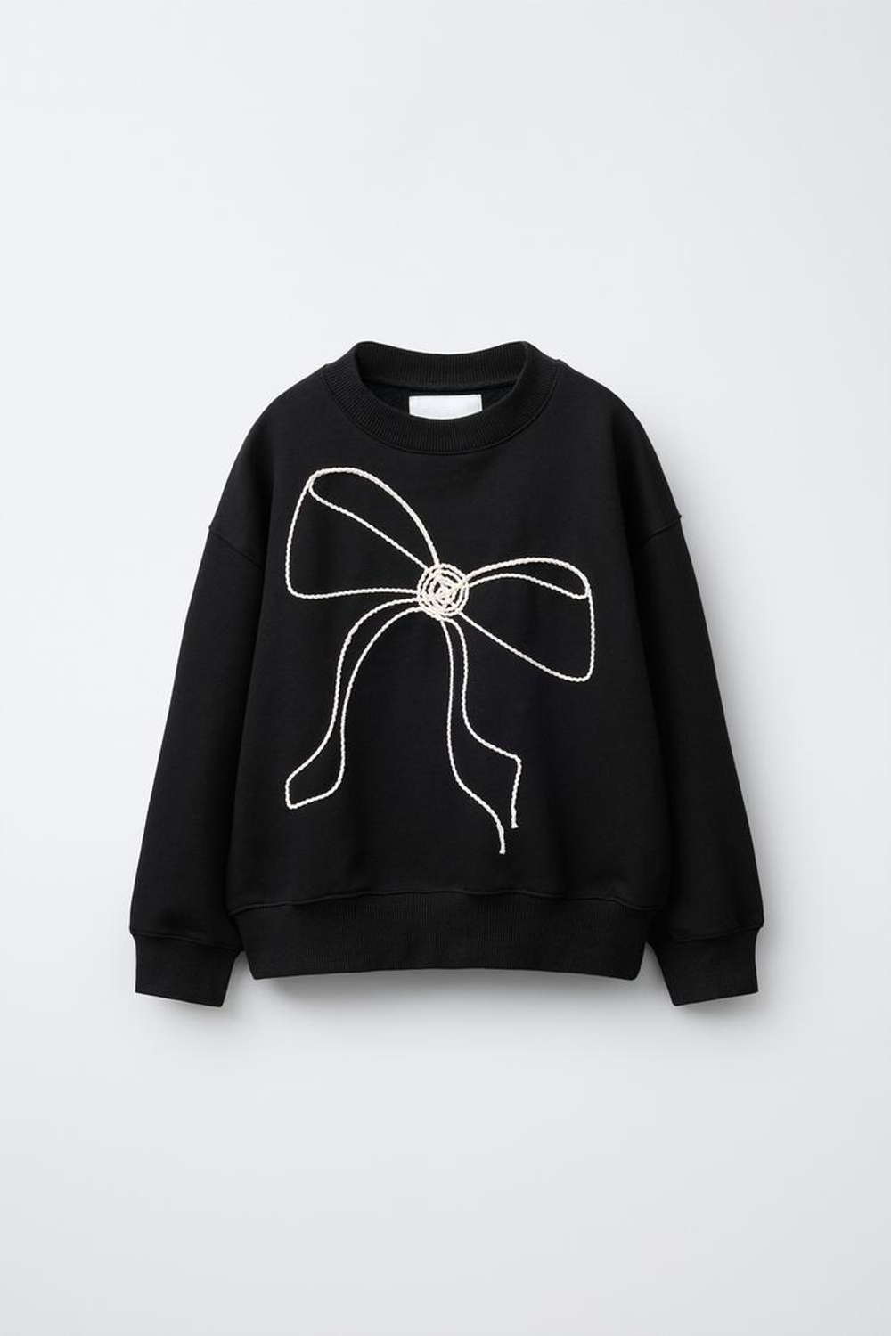 ZARA ТОЛСТОВКА С БАНТОМ ИЗ ШНУРКА, ЧЕРНЫЙ