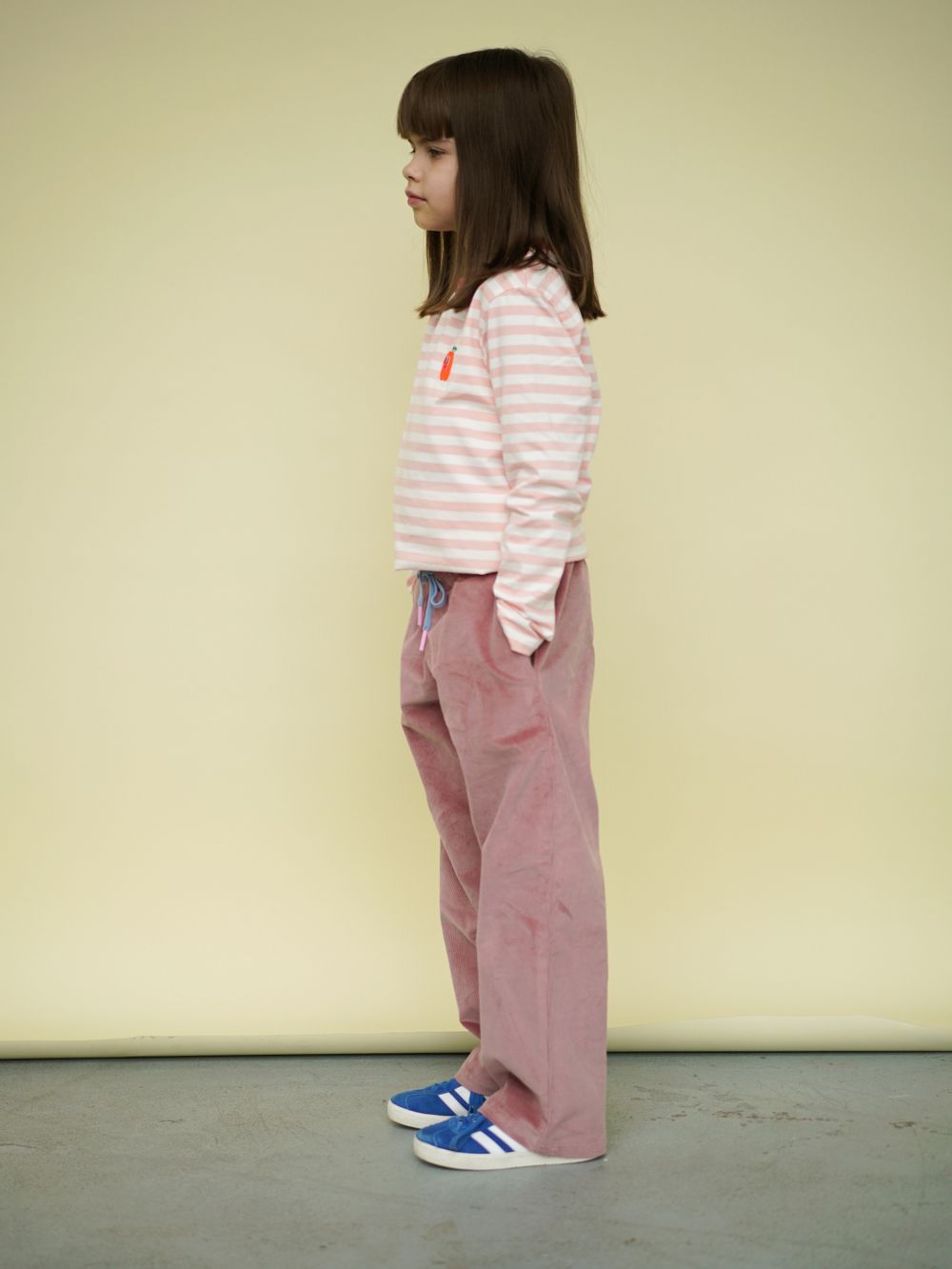 Брюки широкие из вельвета ПУДРА