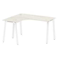 Metal System Стол криволинейный левый на А-образном м/к БА.СА-3 (L) Дуб Наварра/Металл Белый 1400*12