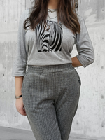 21402 Брюки женские классические джерси серая клетка (60-158)