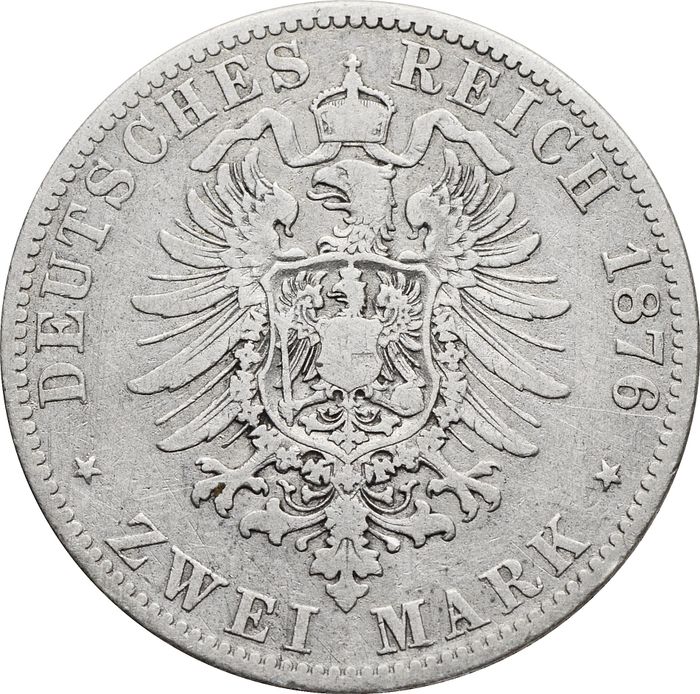 2 марки 1876 Германская империя (Пруссия) F-VF