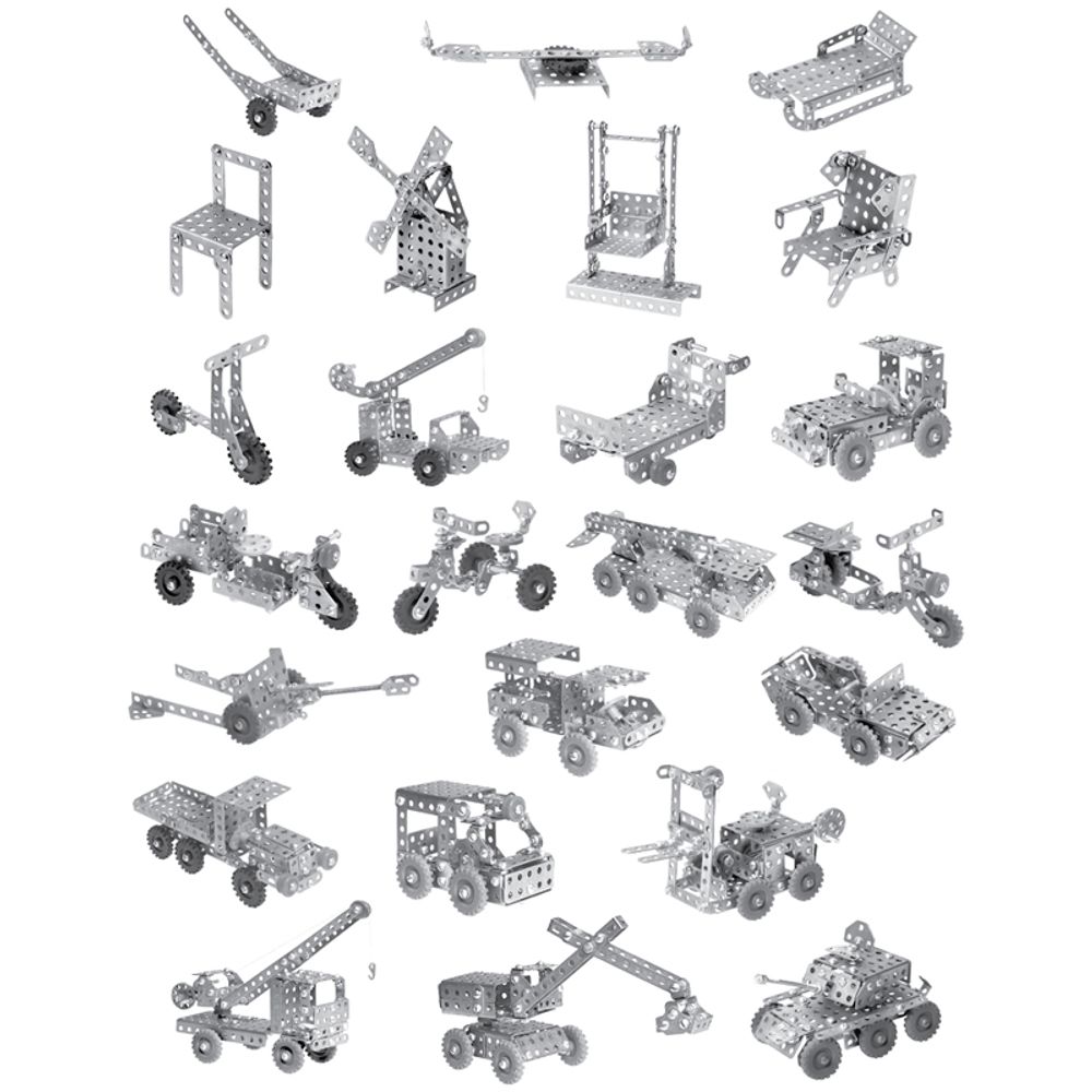 Конструктор металлический № 3 Для уроков труда. Универсал 294эл., пластиковая коробка, Мульти-Пульти