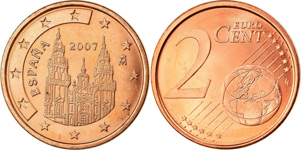 Испания 2 евроцента, 1999-2009 Собор Святого Иакова XF
