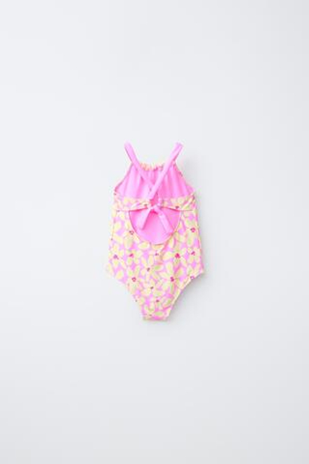 ZARA КУПАЛЬНИК С ЦВЕТОЧНЫМ ПРИНТОМ, РОЗОВЫЙ