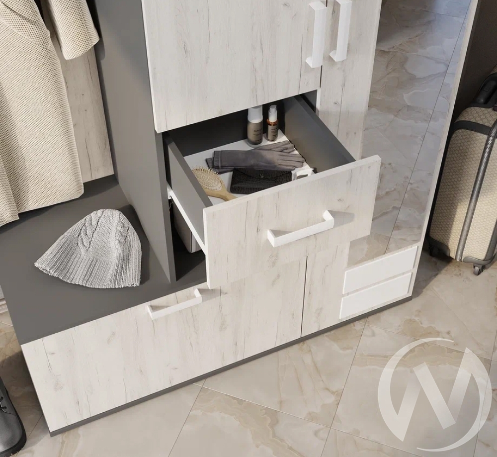 Прихожая Лира ПР-04 (графит/дуб крафт белый)