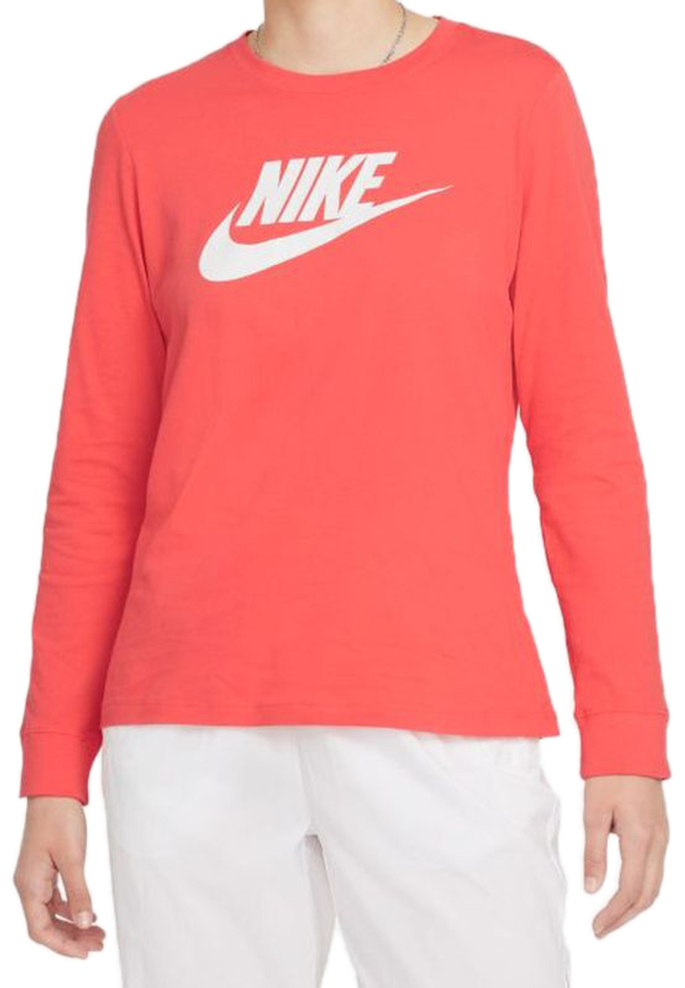 Женская футболка теннисная (dł. Рукава) Nike Swoosh Essential LS Icon Ft - magic ember/white