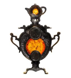 AM-1841 Магнит «Самовар» (латунь, янтарь)