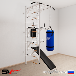 Шведская стенка Sv Sport усиленная 6653 (Турник рукоход/Брусья/Стойка/Скамья/Канат/Лестница/Цепь/Мешок 30кг)