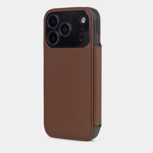 Чехол-книжка кожаная для iPhone 17 Pro, теленок цвета шоколад