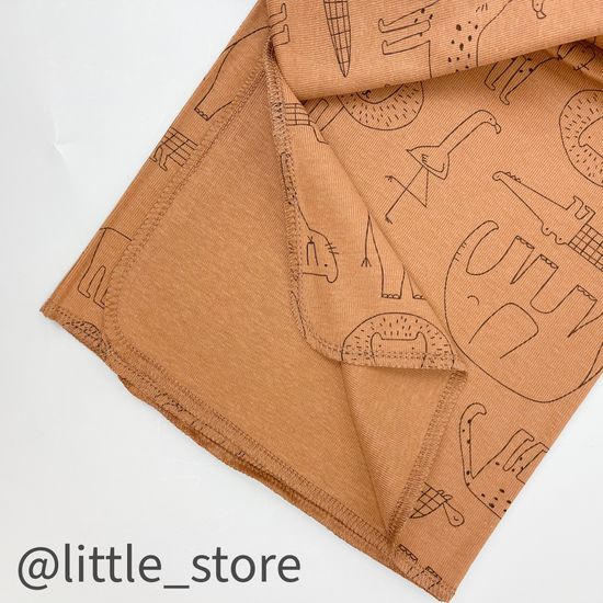 Пеленка хлопковая "Я родился" звери на коричневом