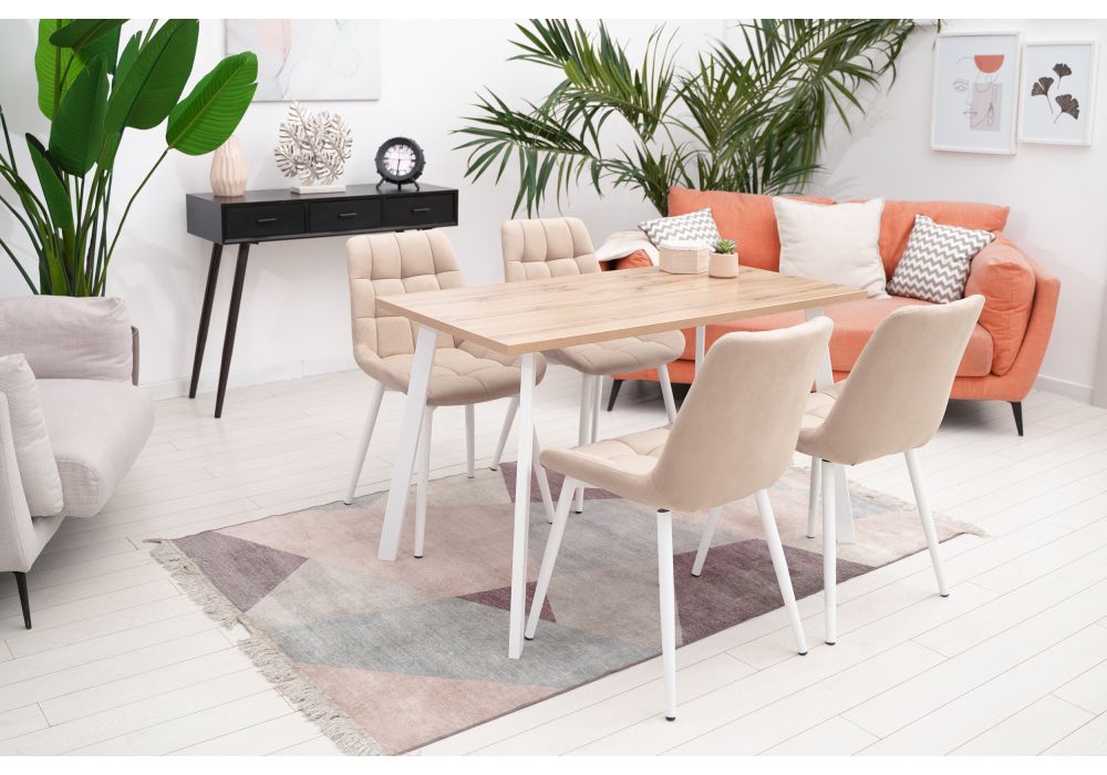 Стол Тринити Лофт 120х60х75 25 мм дуб делано светлый / матовый белый