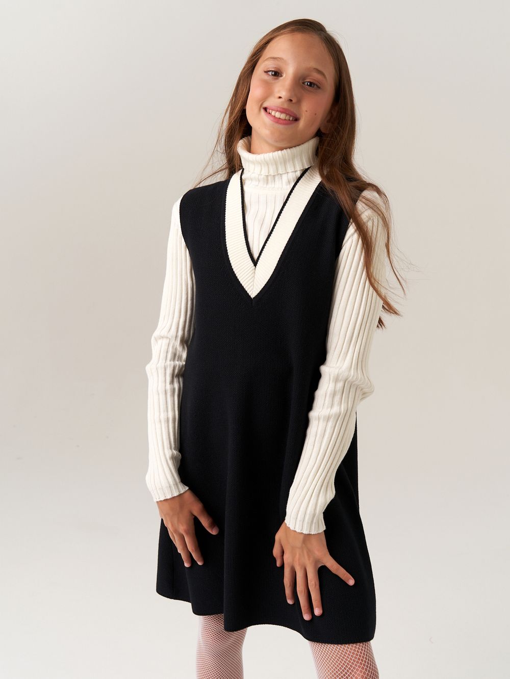 Сарафан школьный для девочки AT974 черный