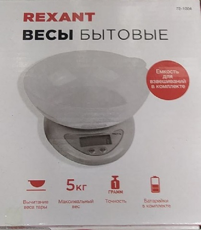Весы настольные электронные, кухонные с чашей до 5 кг  REXANT