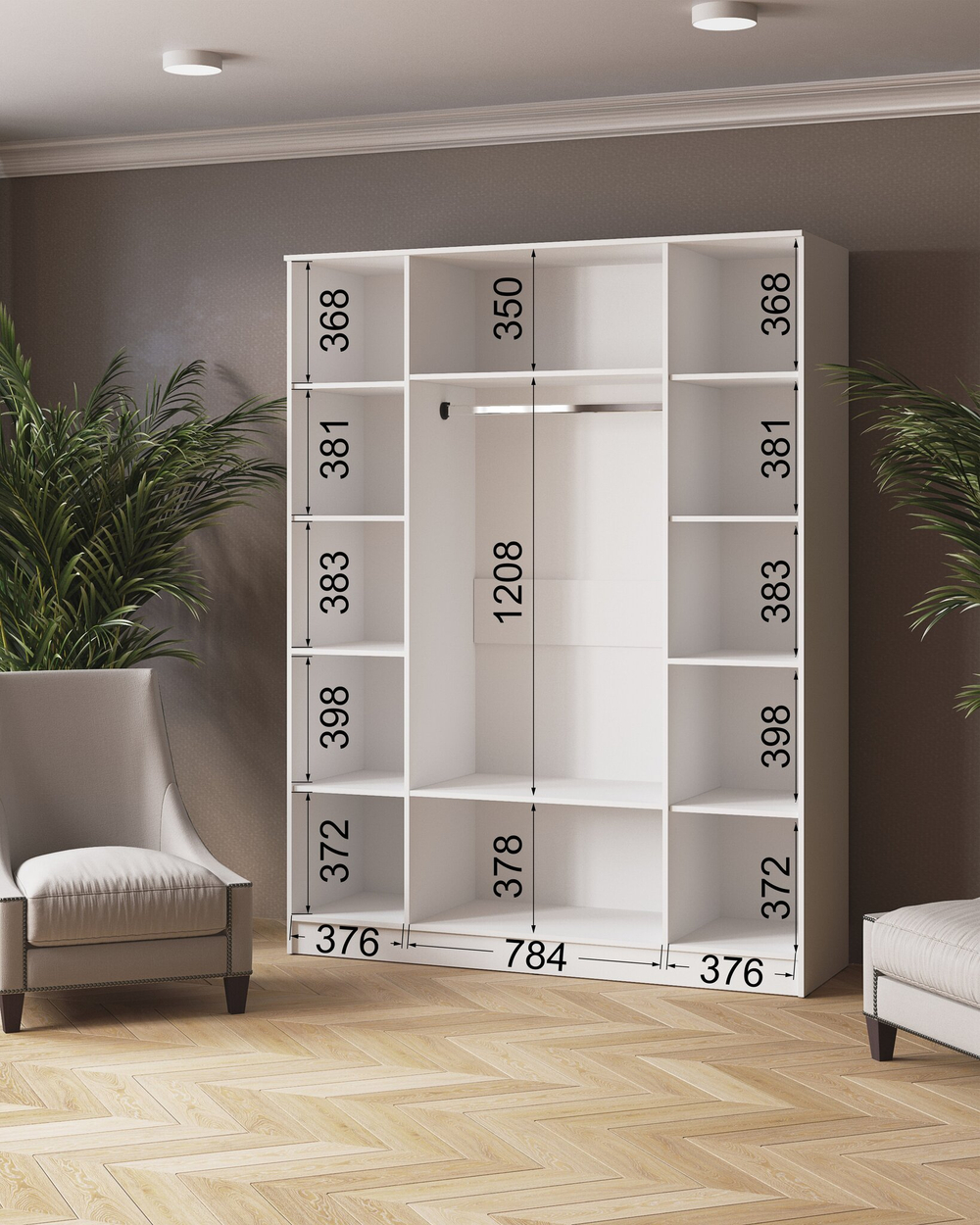 Ларс-1,6 (Micon) Шкаф четырехдверный с зеркалом