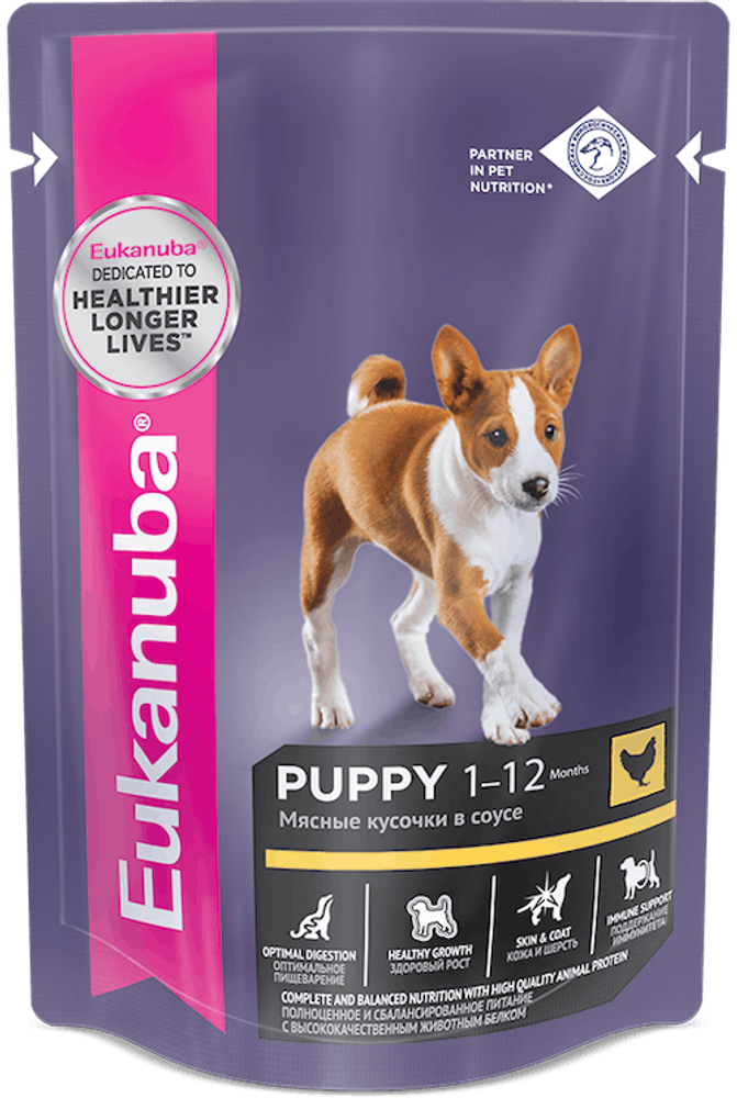 Eukanuba паучи для щенков от 1 до 12 месяцев всех пород из курицы в соусе 85 г