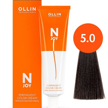 OLLIN PROFESSIONAL N-JOY - перманентная крем-краска для волос, 5/0 светлый шатен, 100 мл