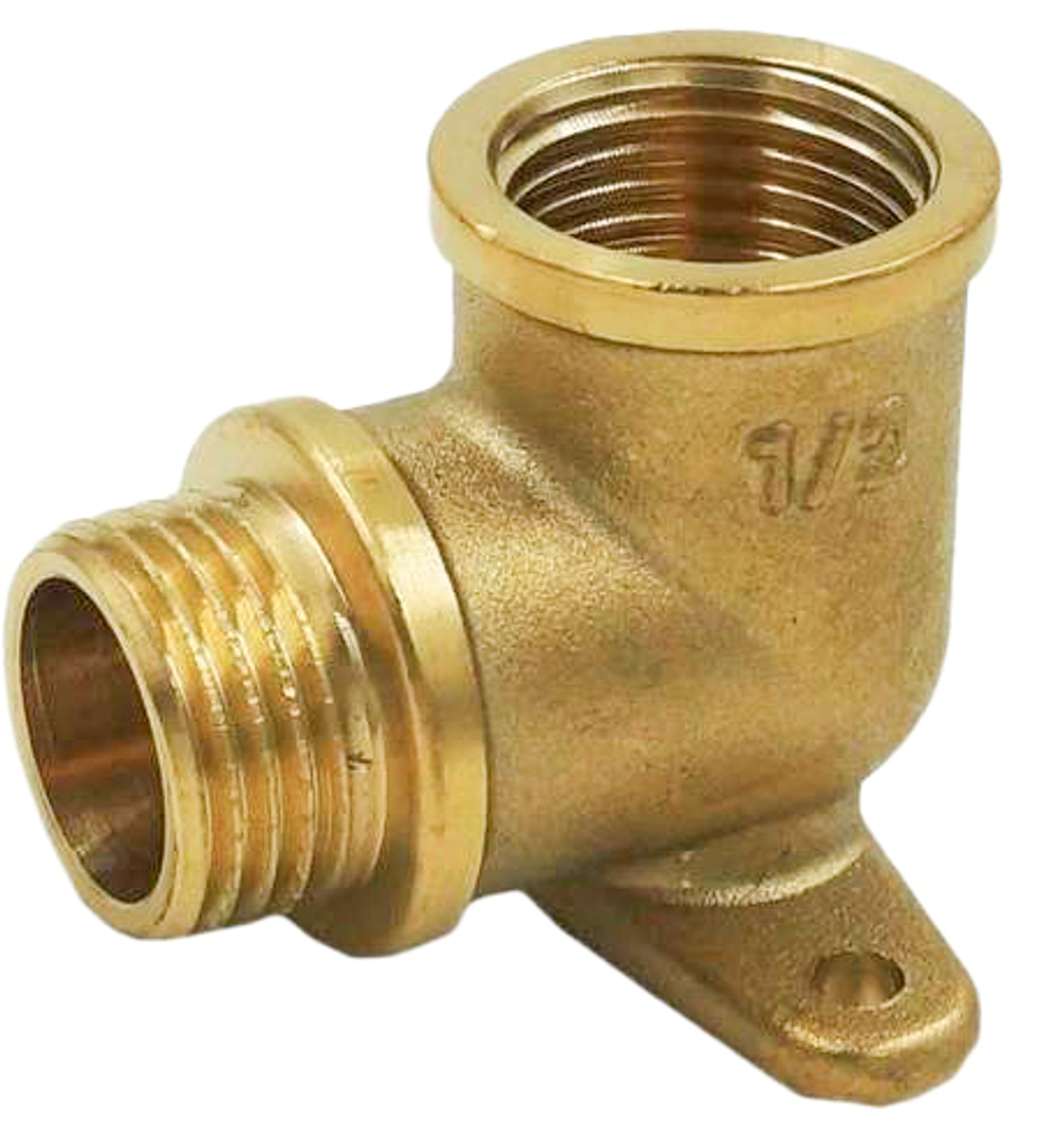 Уголок латун 1/2г. х 1/2ш.  С КРЕПЛЕНИЕМ ViEiR (150/10шт)