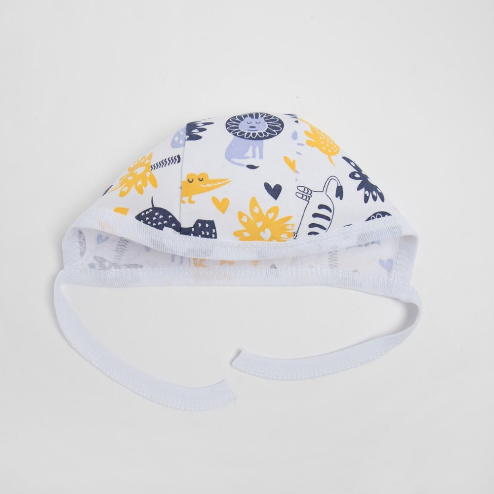 Чепчик детский, белый/животные, р.68см 7665235