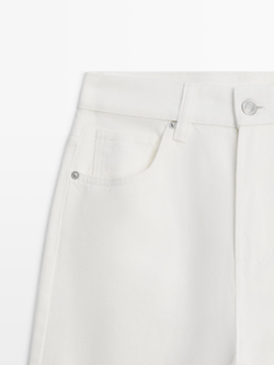 Massimo Dutti Джинсы с высокой талией и широкими штанинами, белый
