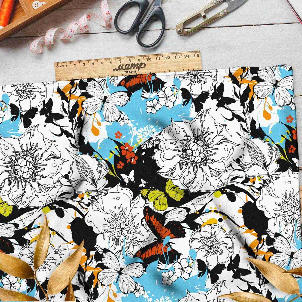 Ткань флис цветочный креатив