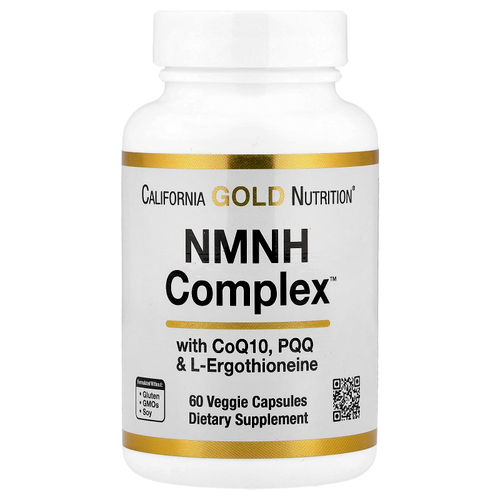 California Gold Nutrition, NMNH Complex, комплекс с коэнзимом Q10, PQQ и L-эрготионеином, 60 вегетарианских капсул