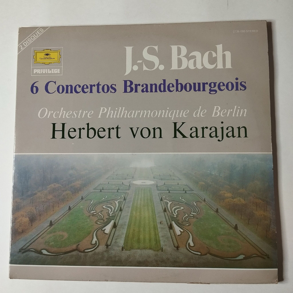 Винтажная виниловая пластинка LP H.V. Karajan Караян, J.S. Bach Бах 6 Concertos Brandebourgeois 6 Бранденбургских Концертов (France 1974)