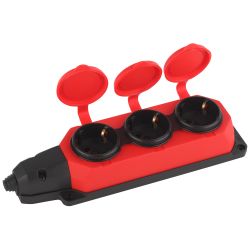 Колодка ЭРА K-3e-RED-IP44 каучуковая с заземлением 3 розетки 16A IP44 красная | Колодки