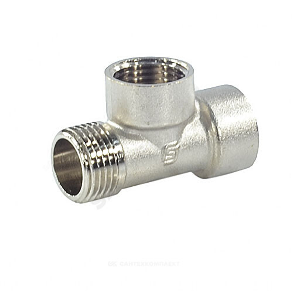 Тройник латунь никель Ду 15 (1/2") ВР/ВР/НР SantechSystems