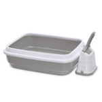 Туалет-лоток IMAC DUO для кошек с совочком на подставке серо-бежевый 50х40х15