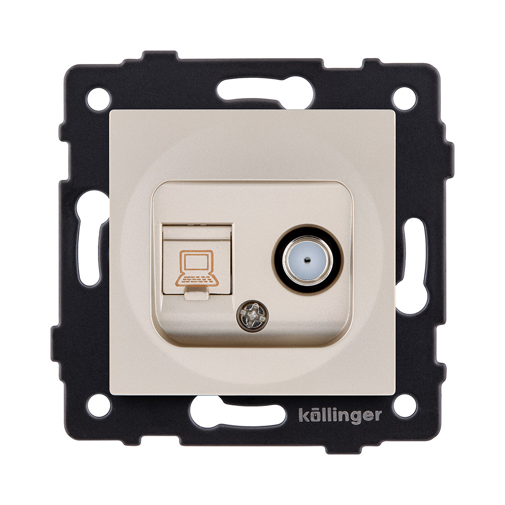 Розетка двойная спутниковая SAT + RJ45 Cat.6, золотой Kollinger REA-022GD для Aspekt, Eleganz, Reflex
