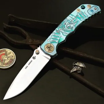 Нож Spartan Blades Harsey Plague Doctor, сталь S45VN, рукоять - зеленый титан