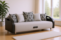 Диван прямой Юпитер Еврокнижка с бельевым ящиком, Ратибор Светлый (рогожка), 220 см