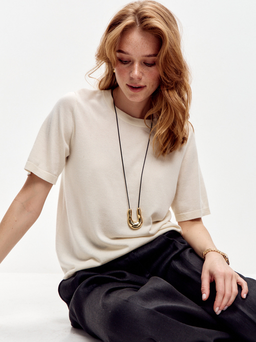 Футболка из шелка и кашемира