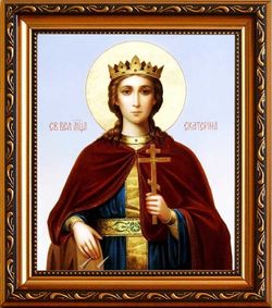 Екатерина Александрийская Святая великомученица. Икона на холсте.
