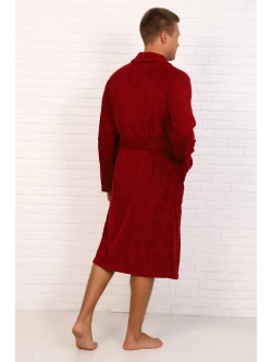 Халат мужской махровый "Элит" с воротником шалькой, цвет: 945-Бордовый