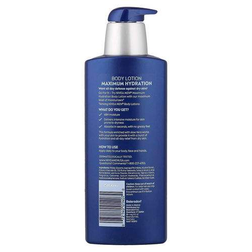 Nivea, мужчины, максимальное увлажнение, 48H, увлажняющий лосьон для сухой кожи, 500 мл (16,9 жидк. унции)