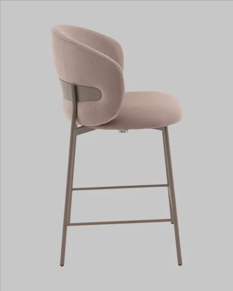 Полубарный стул Blaze 60 см, бежевый велюр, бежево-серые ножки