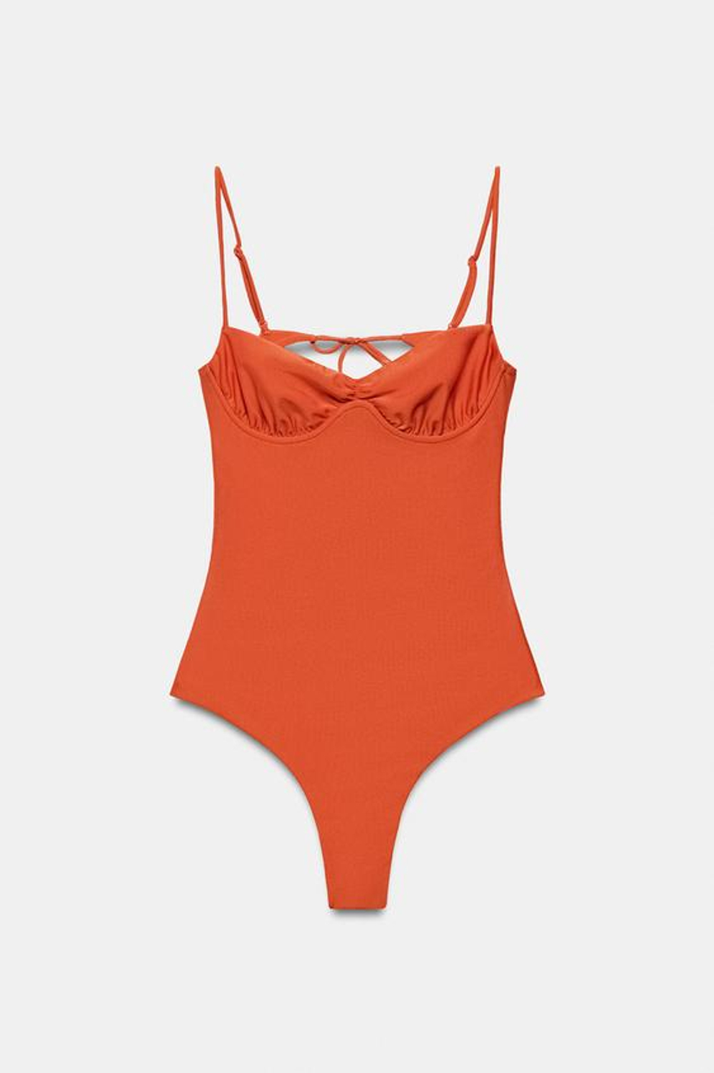 ZARA АТЛАСНЫЙ КУПАЛЬНИК НА КОСТОЧКАХ, ОРАНЖЕВЫЙ