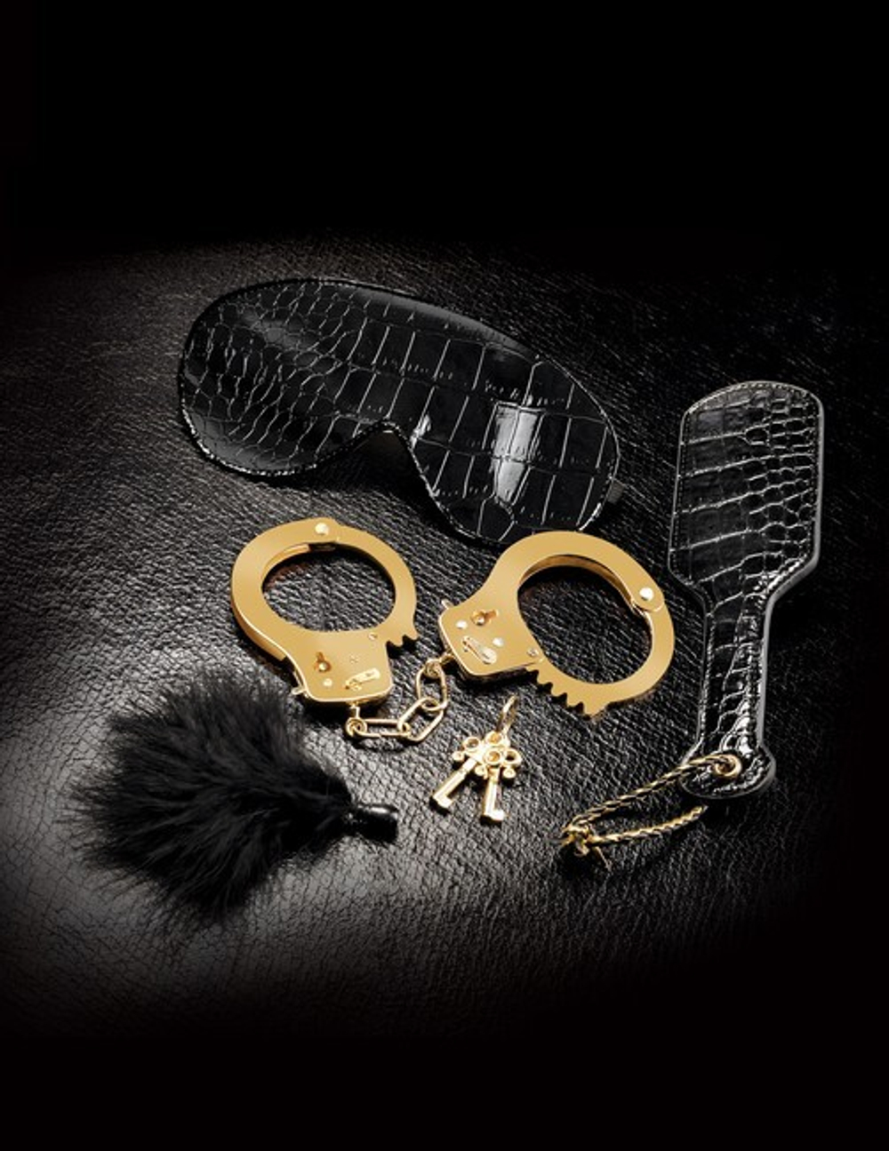 Набор для пар в стиле BDSM Beginner's Fantasy Kit (Цвет: черный с золотым)