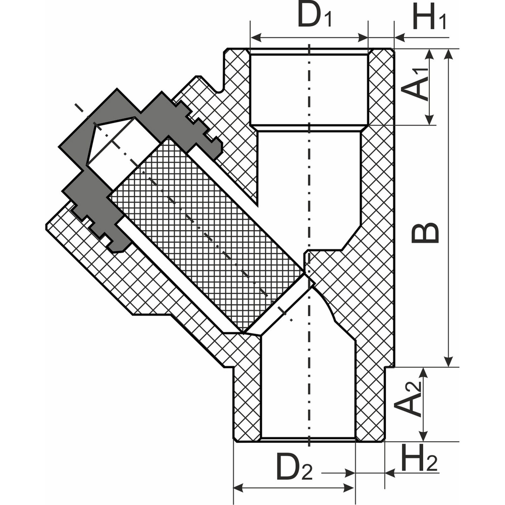 Фильтр косой 32 вн/нар EVER® plast БЕЛЫЙ (Россия)