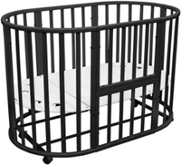 Круглая кроватка Северная звезда на маятнике 10 в 1, цвет венге